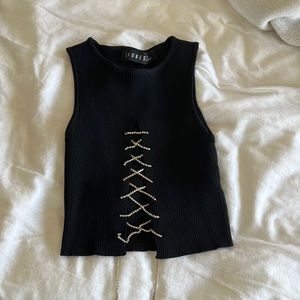 Sparkly lace up crop top